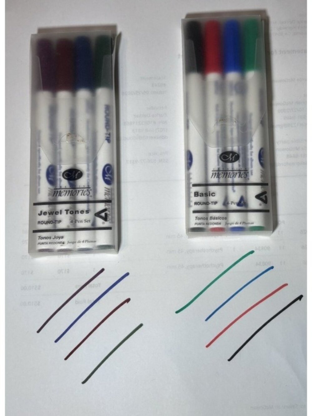 Creative Memories Pen Set Rainbow Round Tip Lot of 8